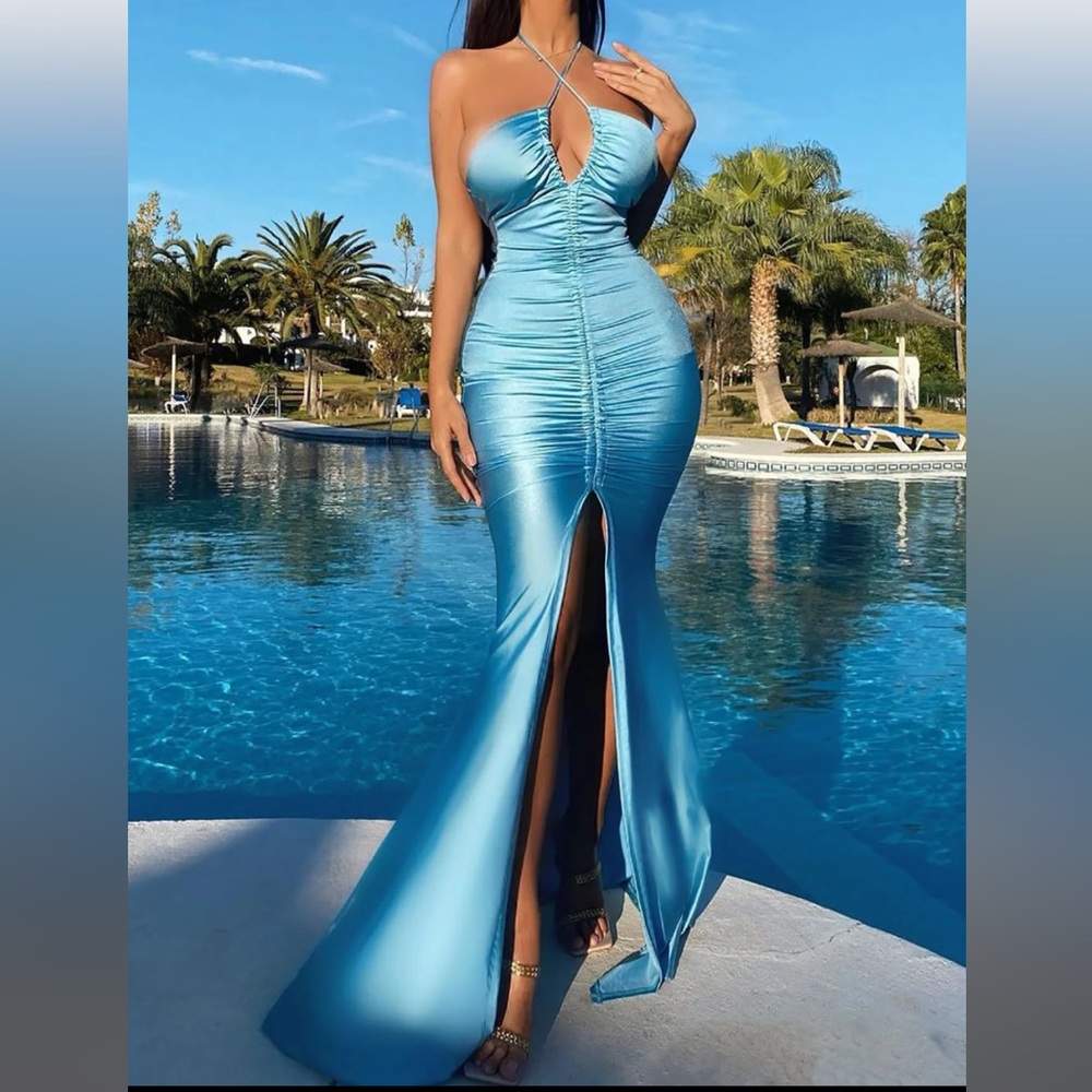 Light Blue Maxi Dress -Black tie/gala/hoco/prom